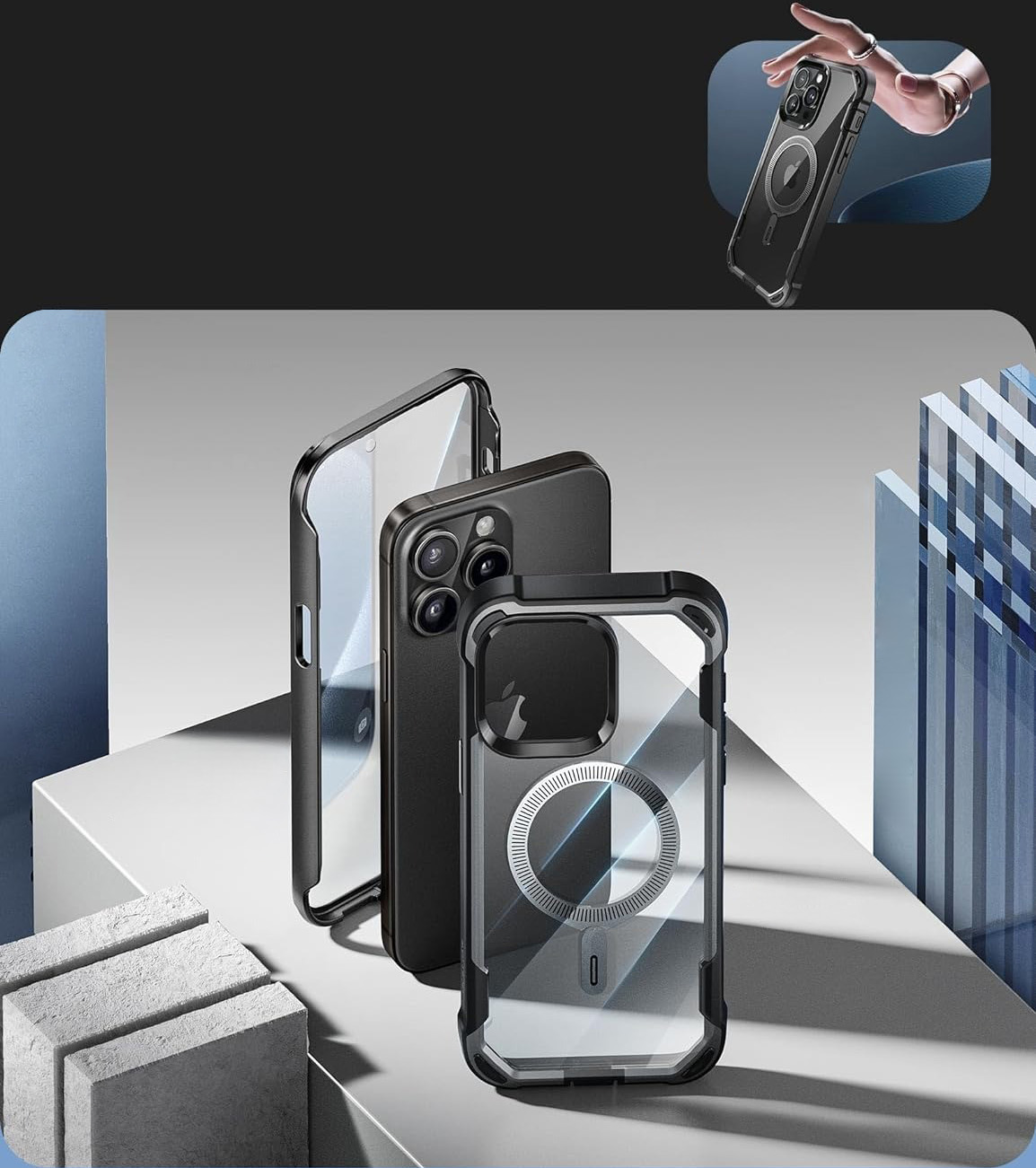 Etui Supcase i-Blason Ares Mag z MagSafe do iPhone 15 Pro Max, czarne